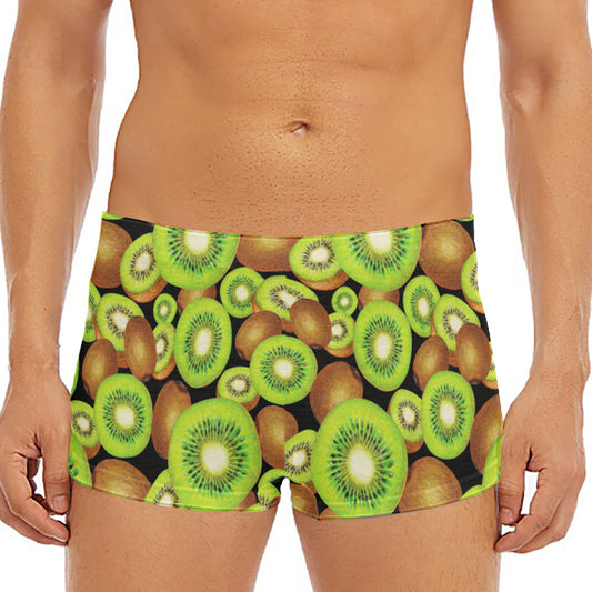 Watercolor Kiwi Pattern Print Men's Short Boxer Briefs