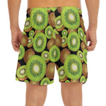 Watercolor Kiwi Pattern Print Men's Split Running Shorts