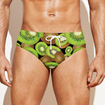 Watercolor Kiwi Pattern Print Men's Swim Briefs