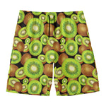 Watercolor Kiwi Pattern Print Men's Swim Trunks