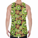 Watercolor Kiwi Pattern Print Men's Velvet Tank Top