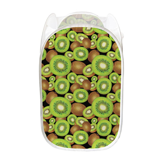 Watercolor Kiwi Pattern Print Mesh Laundry Hamper