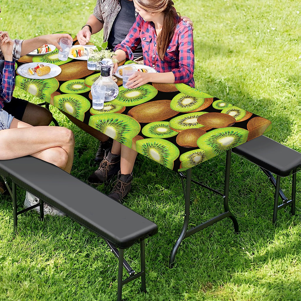 Watercolor Kiwi Pattern Print Picnic Table Cover
