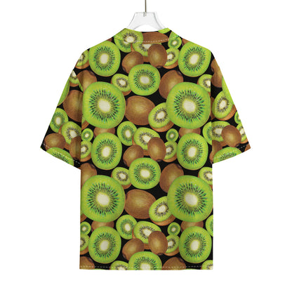 Watercolor Kiwi Pattern Print Rayon Hawaiian Shirt