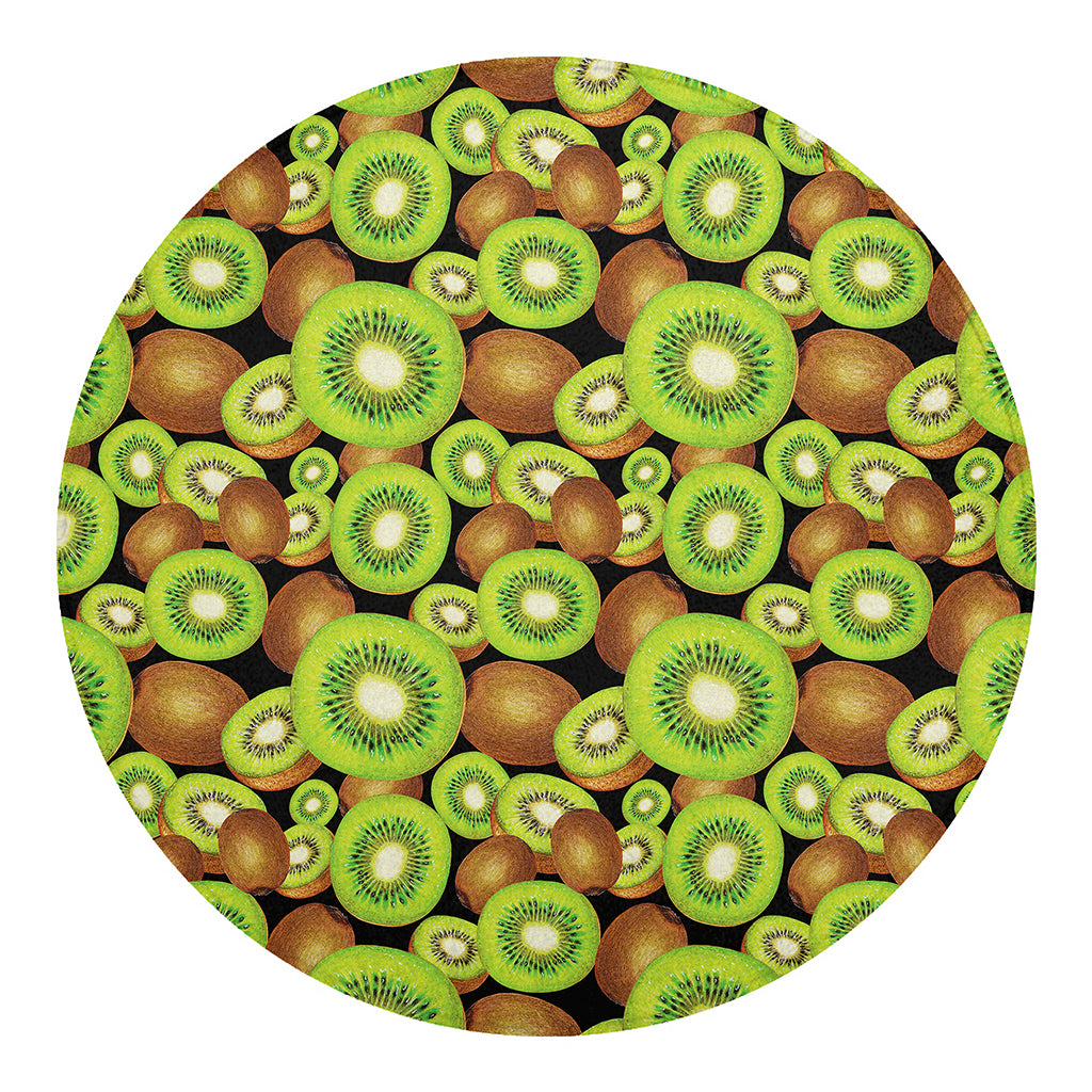 Watercolor Kiwi Pattern Print Round Blanket