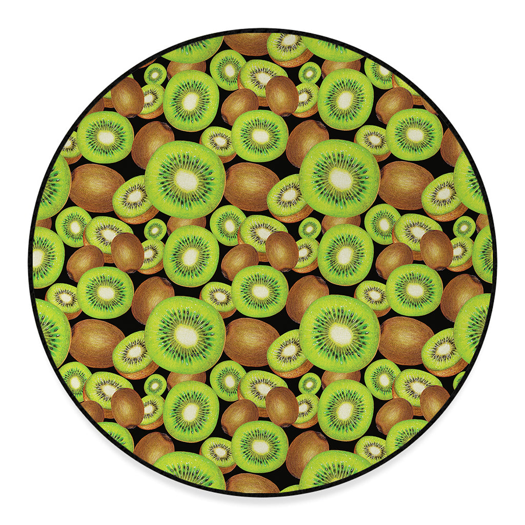 Watercolor Kiwi Pattern Print Round Floor Mat
