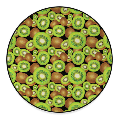 Watercolor Kiwi Pattern Print Round Floor Mat