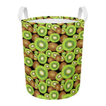 Watercolor Kiwi Pattern Print Round Laundry Basket