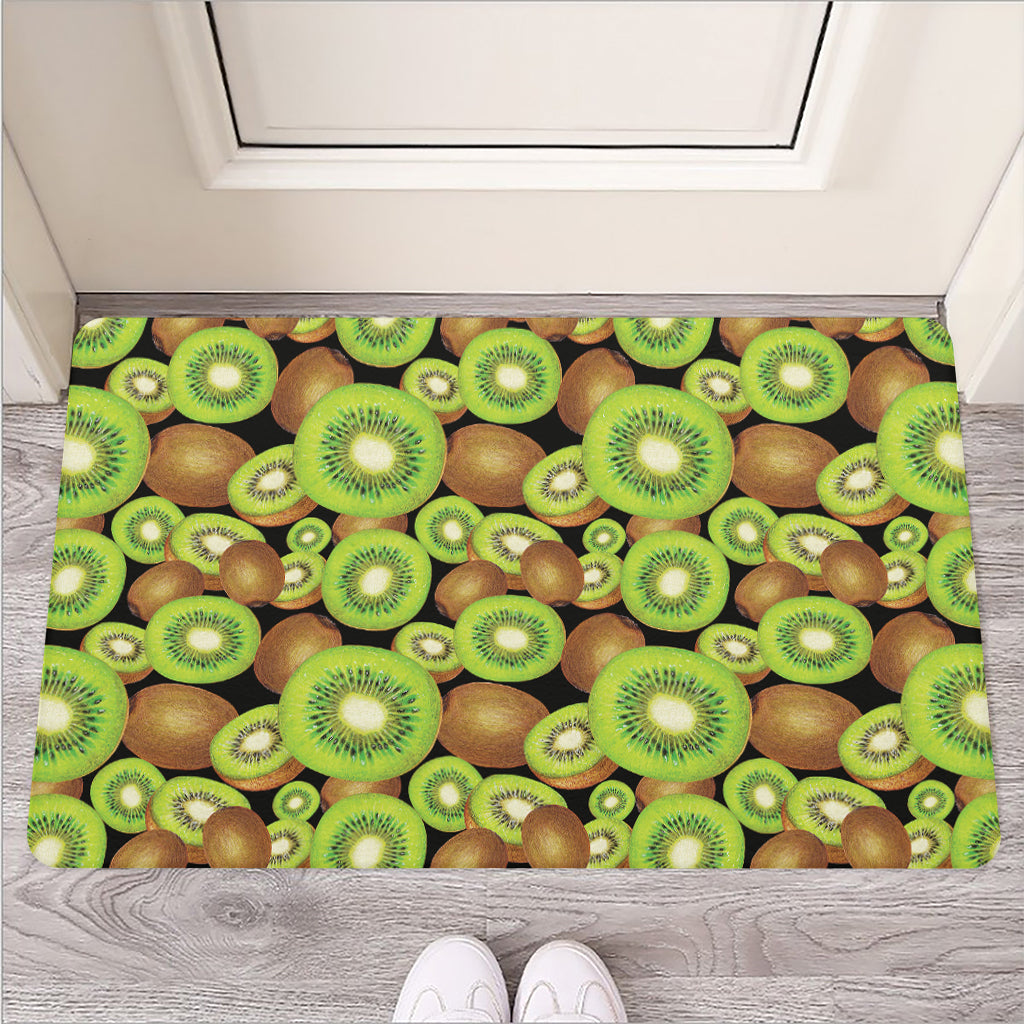 Watercolor Kiwi Pattern Print Rubber Doormat