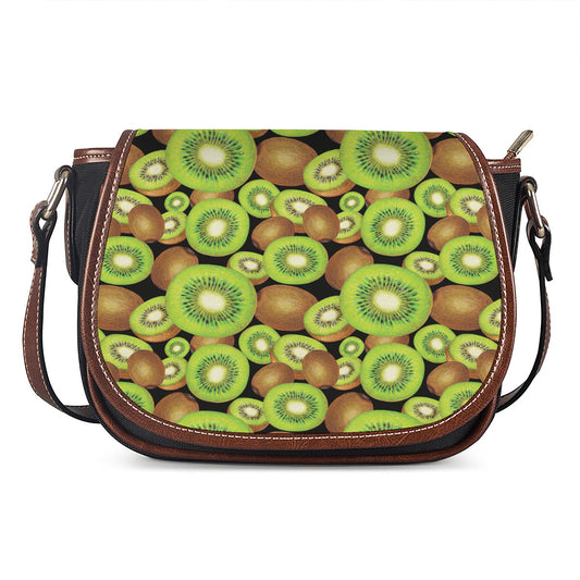 Watercolor Kiwi Pattern Print Saddle Bag