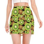 Watercolor Kiwi Pattern Print Side Slit Mini Skirt