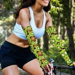Watercolor Kiwi Pattern Print Sun Protection Arm Sleeves