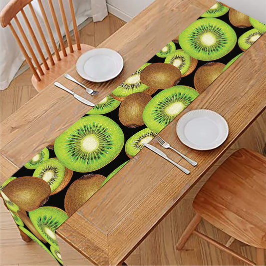Watercolor Kiwi Pattern Print Table Runner