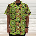 Watercolor Kiwi Pattern Print Textured Short Sleeve Shirt