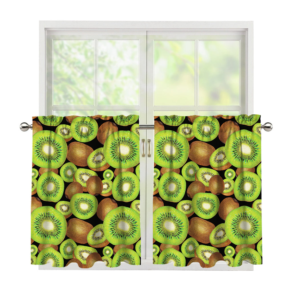 Watercolor Kiwi Pattern Print Tier Curtains