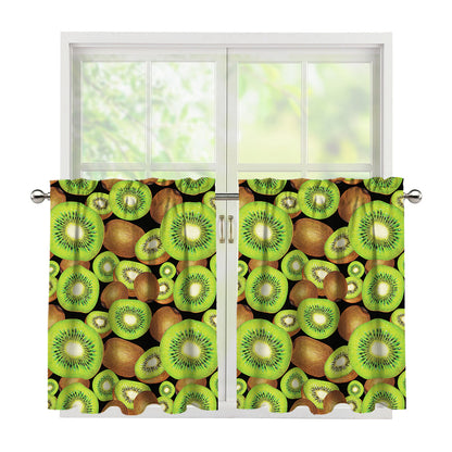 Watercolor Kiwi Pattern Print Tier Curtains