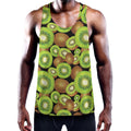 Watercolor Kiwi Pattern Print Men's Workout Tank Top