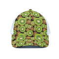 Watercolor Kiwi Pattern Print White Mesh Trucker Hat