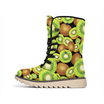 Watercolor Kiwi Pattern Print Winter Boots