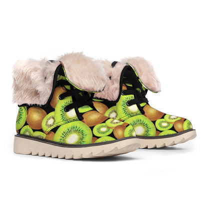 Watercolor Kiwi Pattern Print Winter Boots