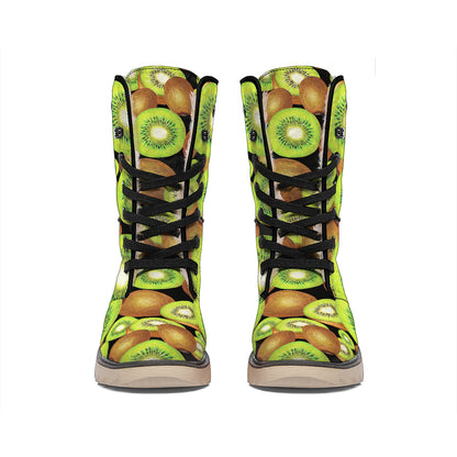 Watercolor Kiwi Pattern Print Winter Boots
