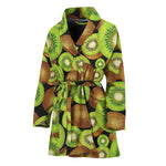 Watercolor Kiwi Pattern Print Women's Bathrobe