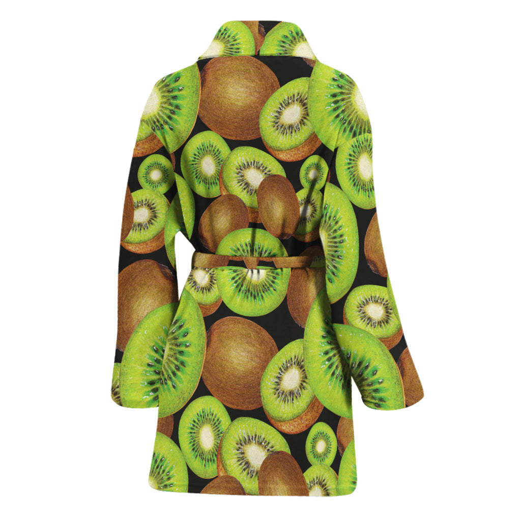 Watercolor Kiwi Pattern Print Women's Bathrobe