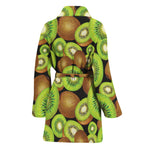 Watercolor Kiwi Pattern Print Women's Bathrobe