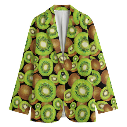 Watercolor Kiwi Pattern Print Women's Blazer
