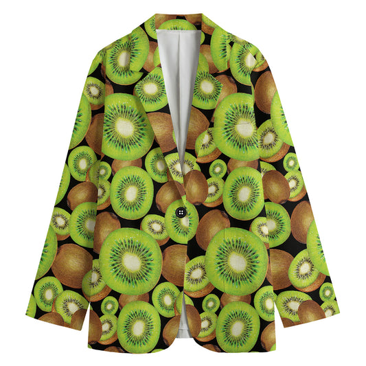Watercolor Kiwi Pattern Print Women's Blazer