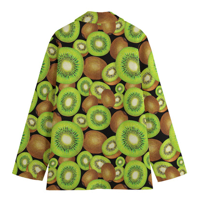 Watercolor Kiwi Pattern Print Women's Blazer