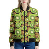 Watercolor Kiwi Pattern Print Women's Bomber Jacket