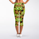 Watercolor Kiwi Pattern Print Women's Capri Leggings