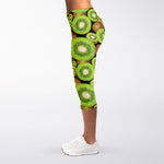 Watercolor Kiwi Pattern Print Women's Capri Leggings