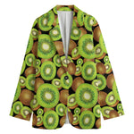 Watercolor Kiwi Pattern Print Women's Cotton Blazer
