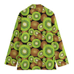 Watercolor Kiwi Pattern Print Women's Cotton Blazer