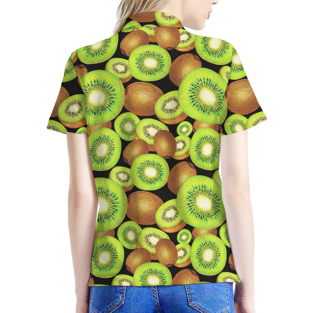 Watercolor Kiwi Pattern Print Women's Polo Shirt