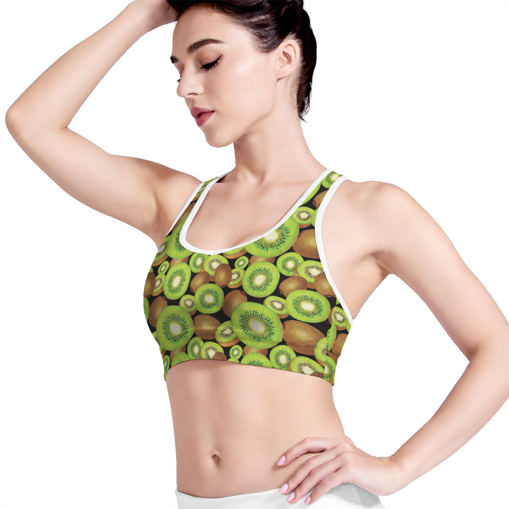 Watercolor Kiwi Pattern Print Women's Sports Bra