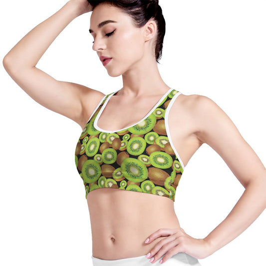 Watercolor Kiwi Pattern Print Women's Sports Bra