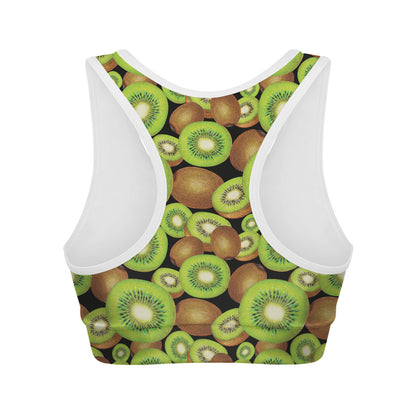 Watercolor Kiwi Pattern Print Women's Sports Bra