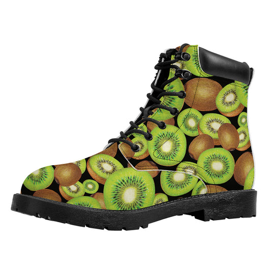 Watercolor Kiwi Pattern Print Work Boots