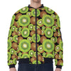 Watercolor Kiwi Pattern Print Zip Sleeve Bomber Jacket