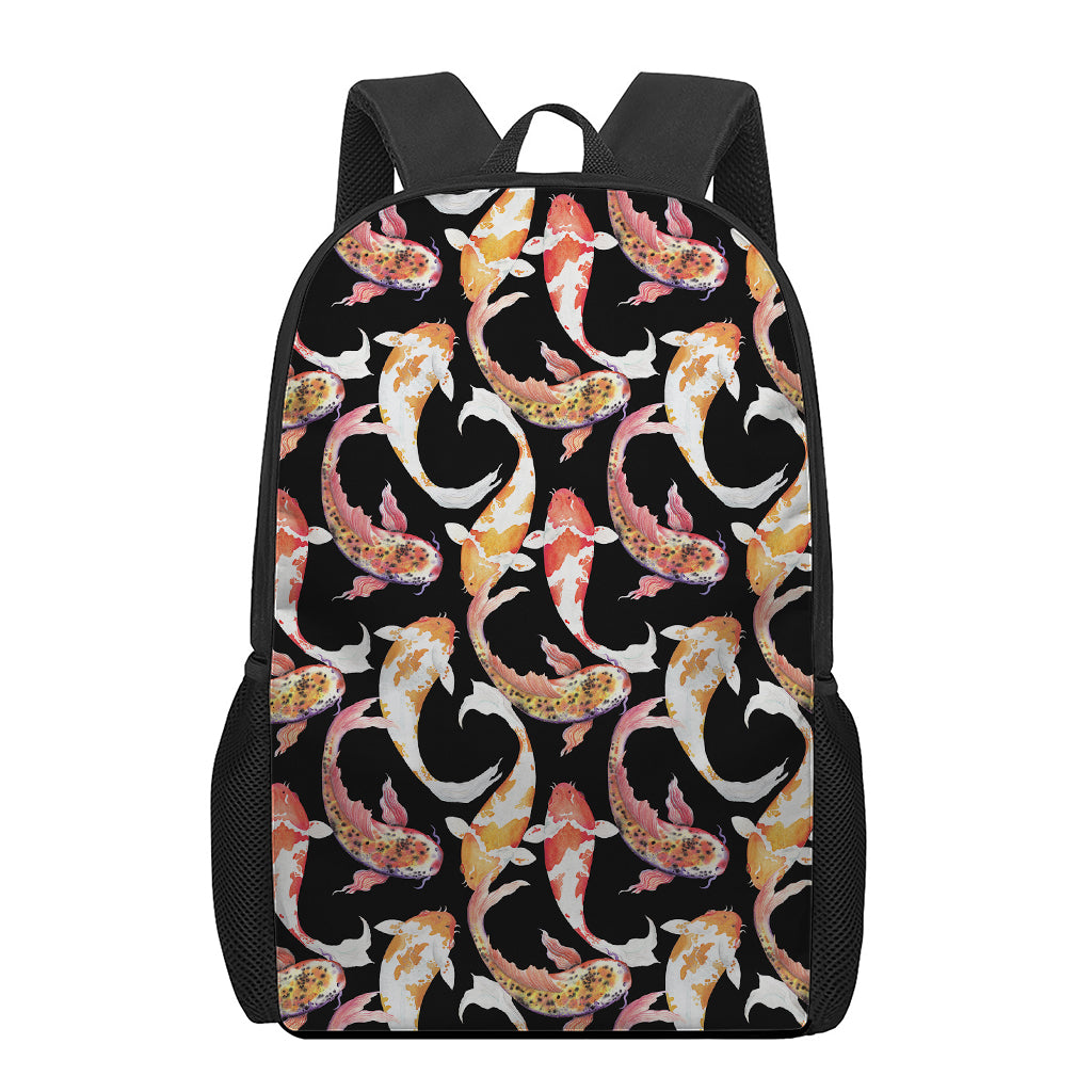 Watercolor Koi Carp Fish Pattern Print 17 Inch Backpack