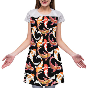 Watercolor Koi Carp Fish Pattern Print Adjustable Apron