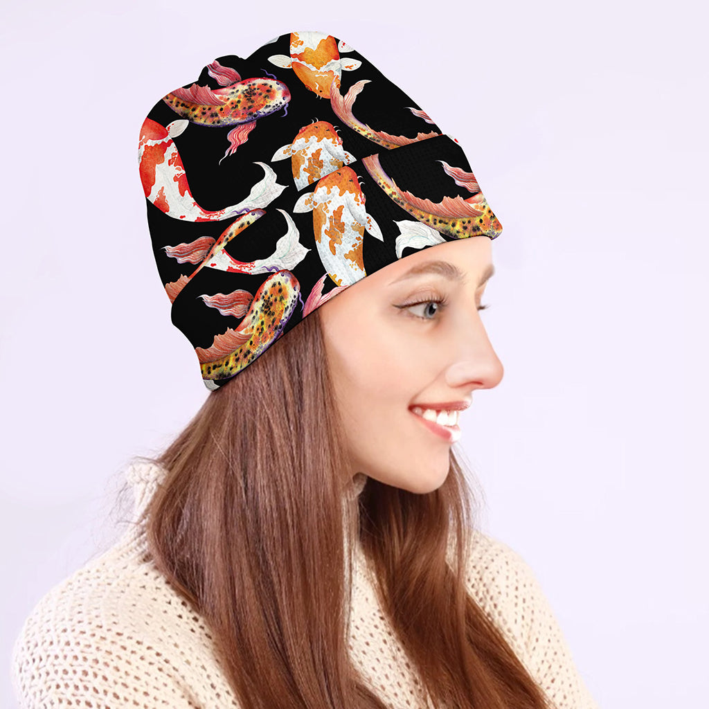 Watercolor Koi Carp Fish Pattern Print Beanie