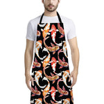 Watercolor Koi Carp Fish Pattern Print Bib Apron With Pocket