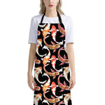 Watercolor Koi Carp Fish Pattern Print Bib Apron With Pocket