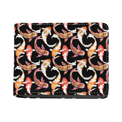 Watercolor Koi Carp Fish Pattern Print Bifold Wallet
