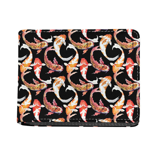 Watercolor Koi Carp Fish Pattern Print Bifold Wallet