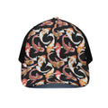 Watercolor Koi Carp Fish Pattern Print Black Mesh Trucker Hat